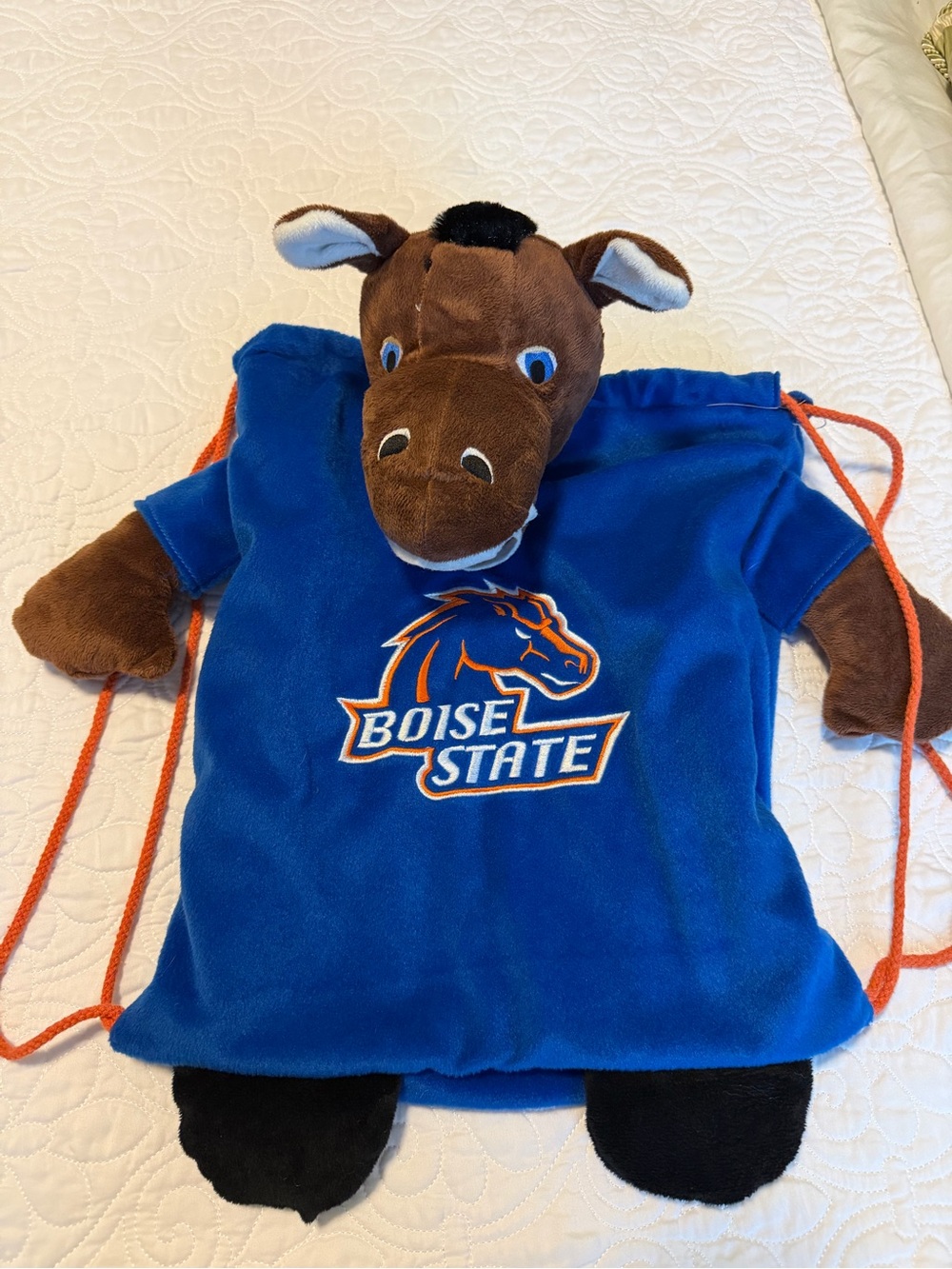 Buster Bronco Plush Drawstring Backsack Boise State